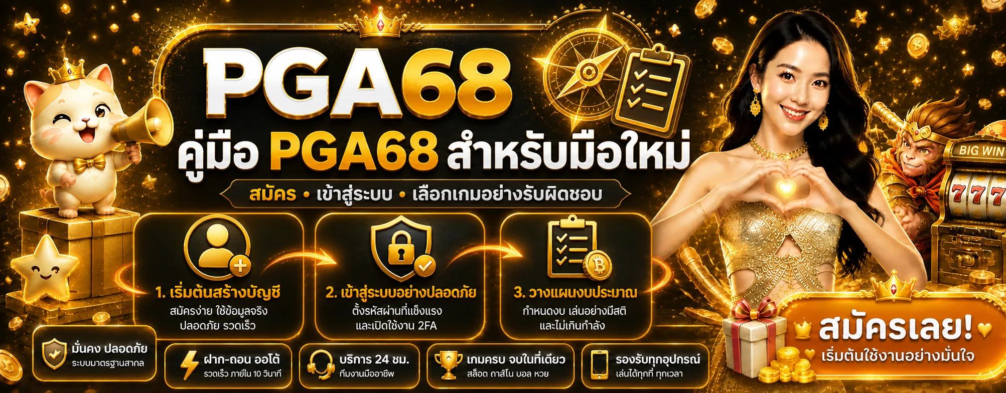 PGA68 สำหรับมือใหม่ | สมัคร เข้าสู่ระบบ และเลือกเกม